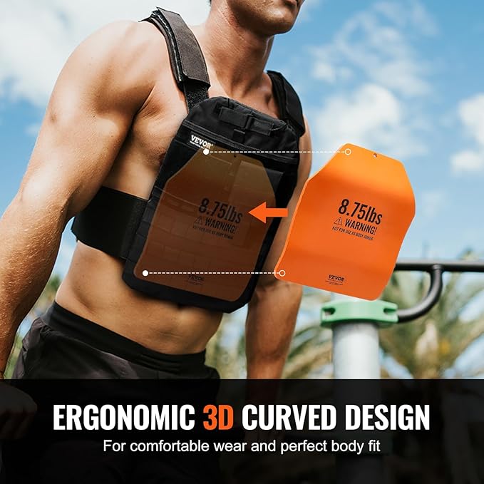 VEVOR Weight Vest Plates, 5.75/8.75/14.5/19.75 LB Pairs, Premium Steel Weighted plates, Additional Weight for Weight Vests, for Strength Training, Running, Fitness, Heavy Workouts