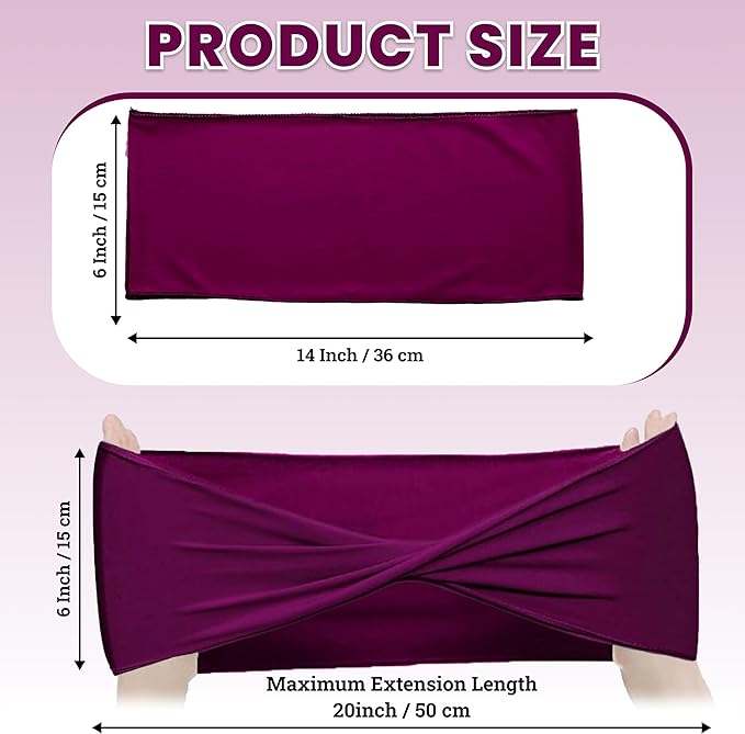 MDS Pack of 10 Spandex Chair Sashes Bows Elastic Stretch Dining Chair Bands Ties Without Slider Buckle Universal fits for Wedding Baby Shower Birthday Party Banquet Event Decoration - Eggplant