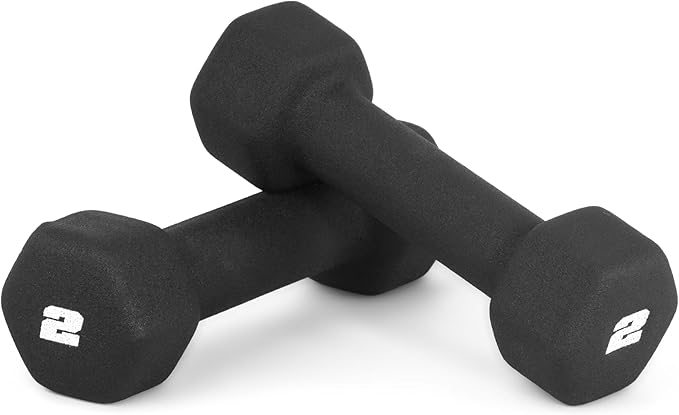 CAP Barbell 2 LB Neoprene Dumbbell Hand Weights - Pair | Black