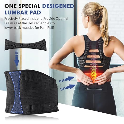 Lumbar Support Belt Lower Back Brace for Lifting, Herniated Disc, Sciatica, Pain Relief,Breathable Lumbar Brace for Men & Women