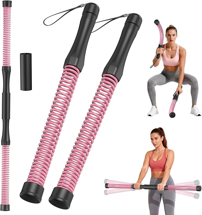 DERACY 2-in-1 Cordless Battle Ropes, Ropeless Battle Ropes for Home Gym, Portable Battle Rope, Home Workout Equipment for Women Men (Pink)