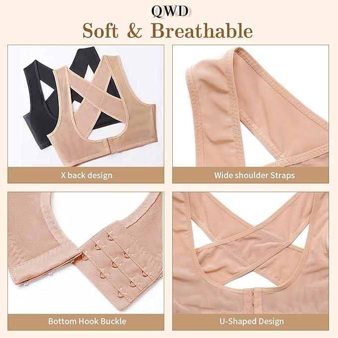 QWD Sleeveless Chest Brace Push up for Woemn Posture Corrector Back Shaper Vest Shapewear Tops