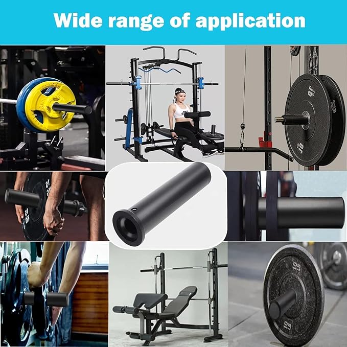 Olympic Adapter Sleeve 8 inch,Converts 1 inch Standard Weight Plate Posts to 2 inch Olympic Weight Plate Posts,Heavy Duty Nylon and Removable end Cap