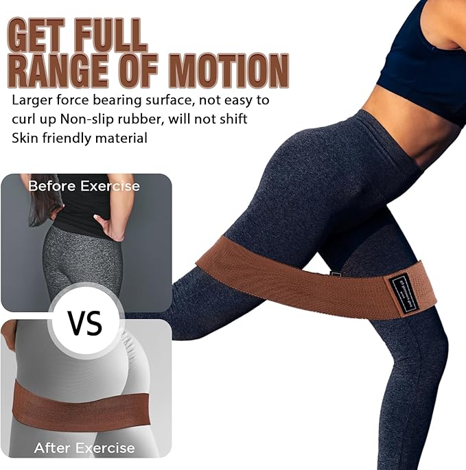 12 Pcs Fabric Resistance Bands for Working Out Booty Workout Stretch Exercise Bands Non Slip for Legs Squat Resistance Loop for Women Men Starter Butt Hip Thigh Fitness