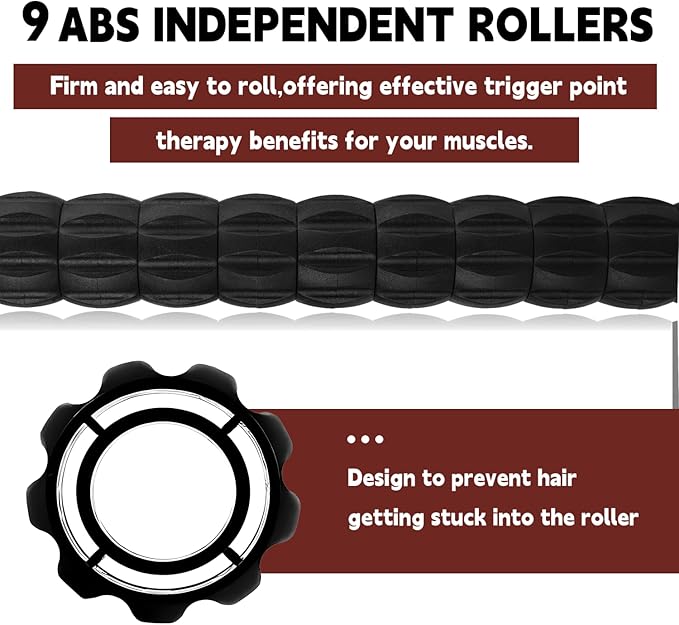 Massage Roller Stick,Muscle Roller Stick for Athletes, Liposuction Massage Roller for Lymphatic Drainage, for Relief Muscle Soreness, Trigger Points, Help Runner Legs, Back Recovery (Red & Black)