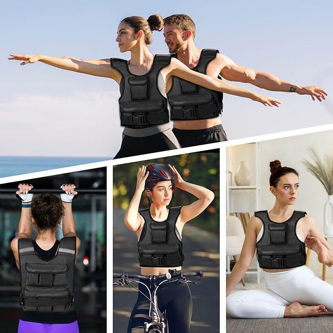 Adjustable Weighted Vest for Women, Customizable 0-18 lbs Strength Training Vest with 10 Removable Sandbag, Breathable Design, Reflective Safety Strips for Running, Hiking, and Fitness