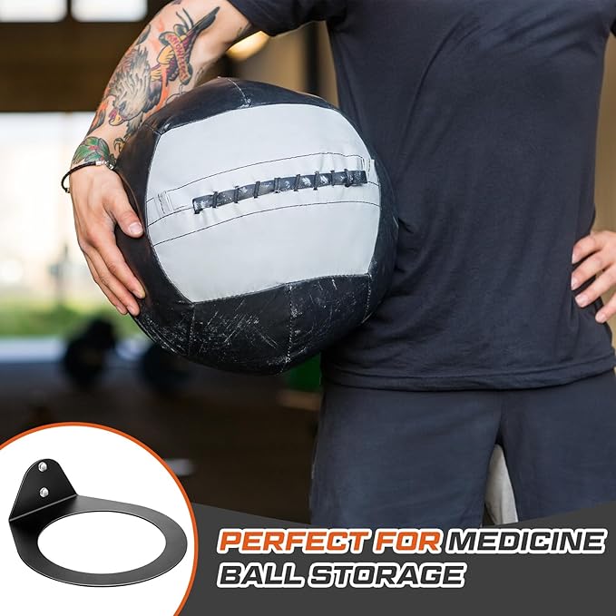 Gisafai Medicine Ball Holder Storage Wall Mounted Slam Med Exercise Ball Rack 8.9 in Inside Diameter, 88 Lbs for Gym Heavy Duty Basket Sports Garage Home Commercial