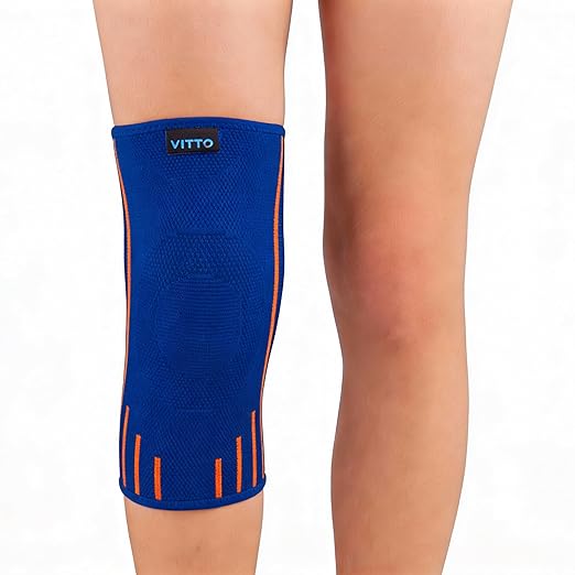 VITTO Kids Knee Brace - Osgood Schlatter Knee Brace Youth, Compression Sleeve for Boys and Girls from 4-14 years old (Blue, M)
