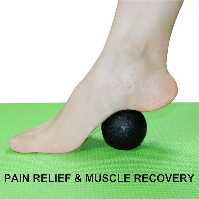 Small Hard Massage Ball 2 Pack. Lacrosse Ball Size Fascia Balls for Trigger Point Deep Tissue Myofascial Release Muscle Relax Plantar Fasciitis Relief Physiotherapy Yoga Pilates (Black)