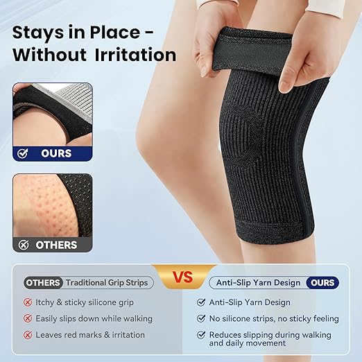 JOMVD Knee Compression Sleeve for Men & Women – Knee Brace for Knee Pain, Arthritis, ACL & Meniscus Tear, Circulation, Breathable Knee Support for Swelling Relief, Injury Recovery & Daily Comfort, Small，1 Pack