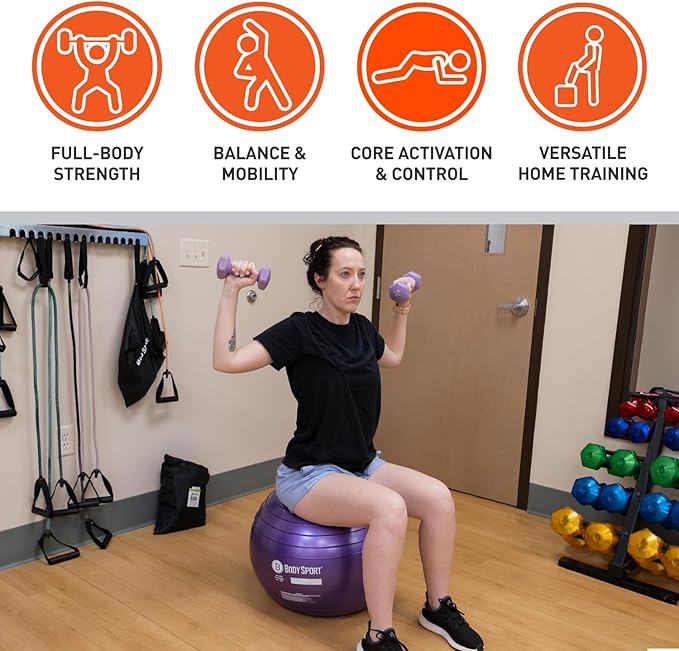 Body Sport Slow Release Pregnancy Exercise Ball with Pump for Home & Gym - Exercise Equipment for Yoga, Pilates, Stability, Pregnancy, and Core Training