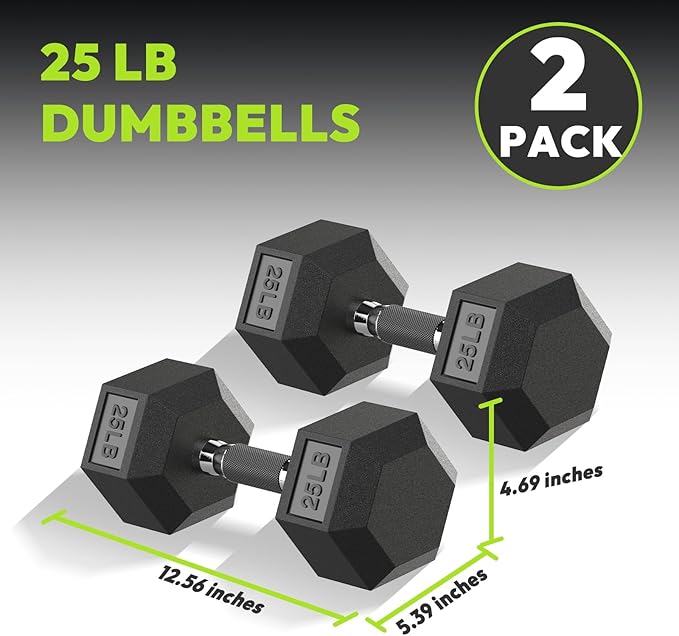 Hex Dumbbell Set, 2.5-65 lb Rubber Encased Exercise & Fitness Dumbbells, Weights Dumbbells Set of 2, Hand Weight for Strength Training