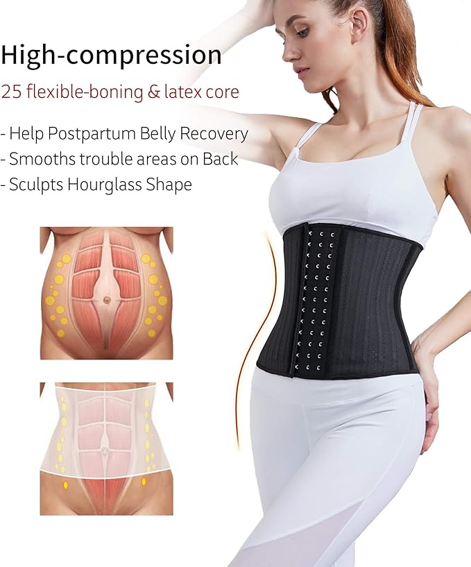 YIANNA Women's Underbust Latex Sport Girdle Waist Trainer Corsets Hourglass Body Shaper