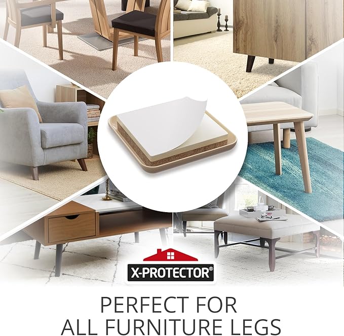 X-PROTECTOR Chair Sliders – 24 pcs 2" Furniture Sliders for Carpet – Self-Adhesive Furniture Moving Pads – Premium Chair Leg Floor Protectors – Slide Effortlessly with Chair Pads & Protect Floors!