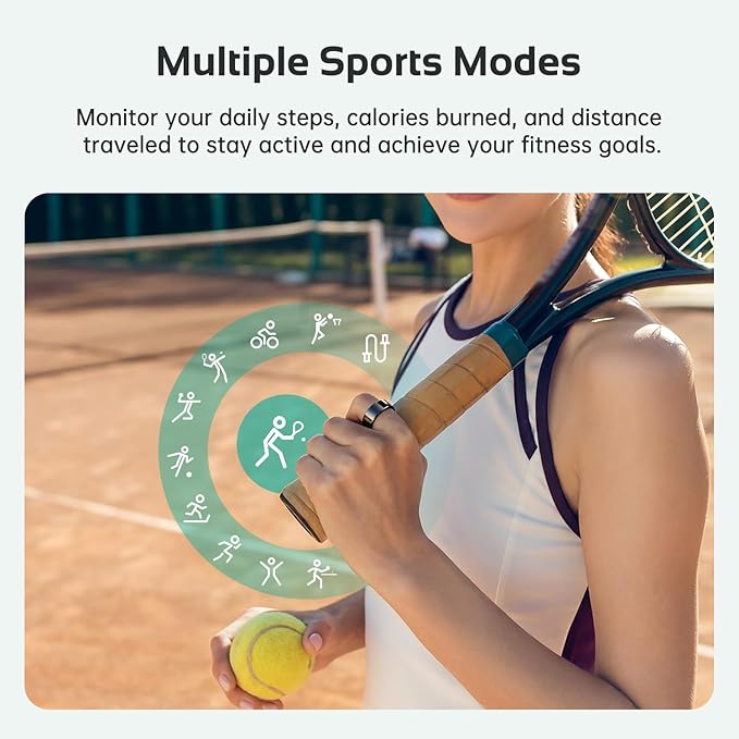 opove O Ring Smart Ring, Fitness Trackers Rings with Sleep/Stress/Heart Rate/Women's Health Monitoring, Comfortable Wearing, Up to 7 Days Using, Fitness Ring for Android & iOS, Black-Size11