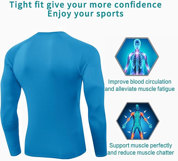 SPVISE 1 or 3 Pack Men's Compression Shirts Long Sleeve Workout Gym T-Shirt Running Top Cool Dry Sports Baselayer Undershirts