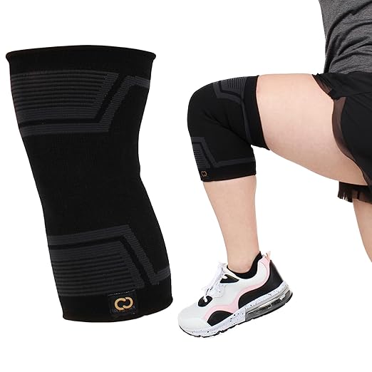 Copper Compression PowerKnit Knee Sleeve- Copper Stabilizer Support Brace for Meniscus Tear, ACL, MCL, Arthritis, Joint Pain Relief, Running, Sports, Hiking- Men & Women- Fits Right/Left - 2XL / 3XL