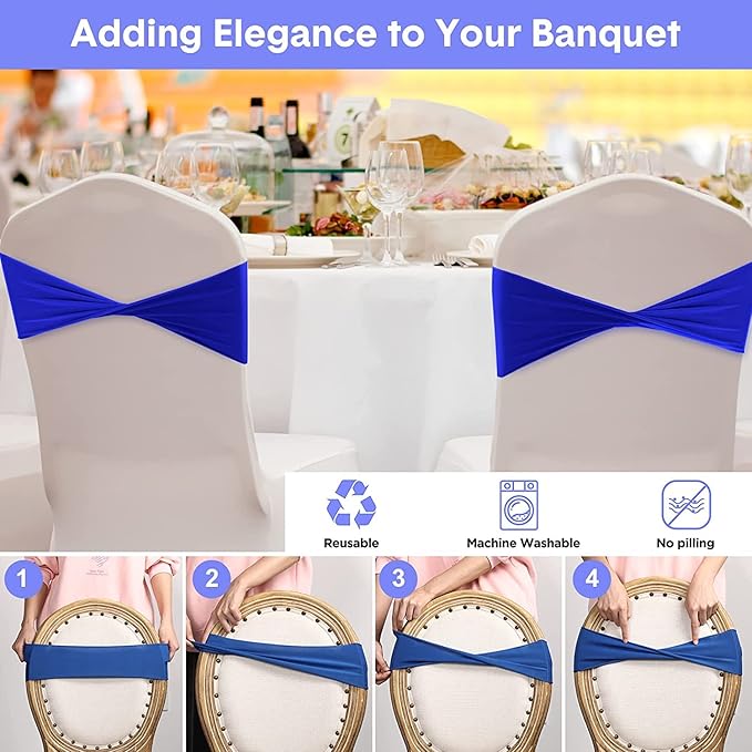 VDS Pack of 75 PCS | Blush Pink | Spandex Chair Sashes Bows Without Buckle | Stretch Elastic Banquet Universal Folding Chair Band Tie with for Wedding Party Conference Celebration Event Decoration