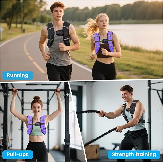 Weighted Vest, 6lb/8lb/12lb/16lb/20lb/30lb for Men, Women with Reflective Stripe, Weight Vests Adjustable for Workout, Strength Training, Running, Fitness, Muscle Building, Weight Loss clearance