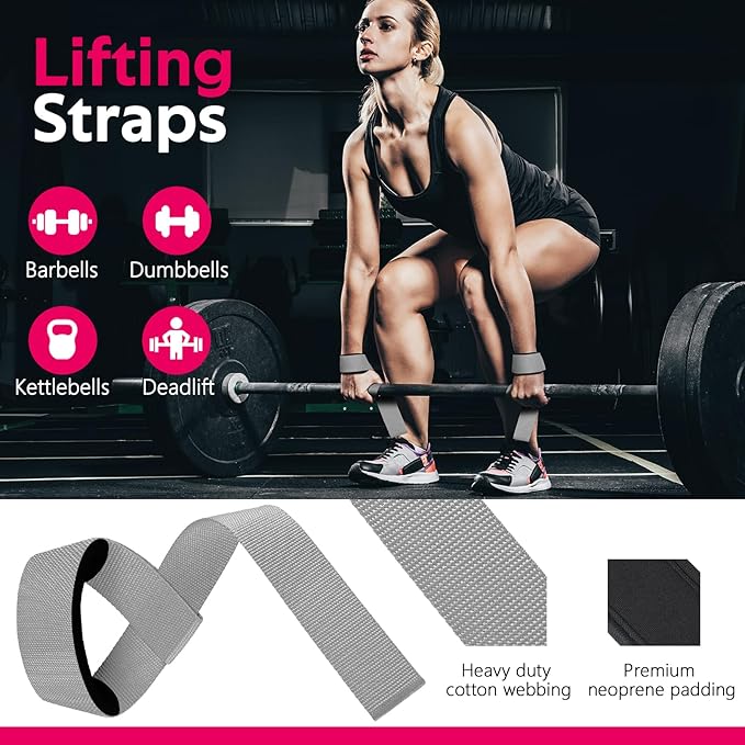 WALITO 8Pcs Barbell Pad Set for Hip Thrust - Squat Pad,Gym Accessories for Women with Bar Bad,Bench Press, with Gym Ankle Straps,Resistance Bands for Working Out,Lifting Strap,Carry Bag
