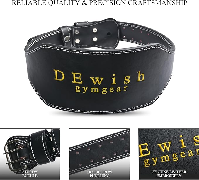 7mm Genuine Leather Weightlifting Belt, 4”& 6”Width, Double Prong Power Belt for Gym Bodybuilding, weightlifting, powerlifting, squats and deadlifts