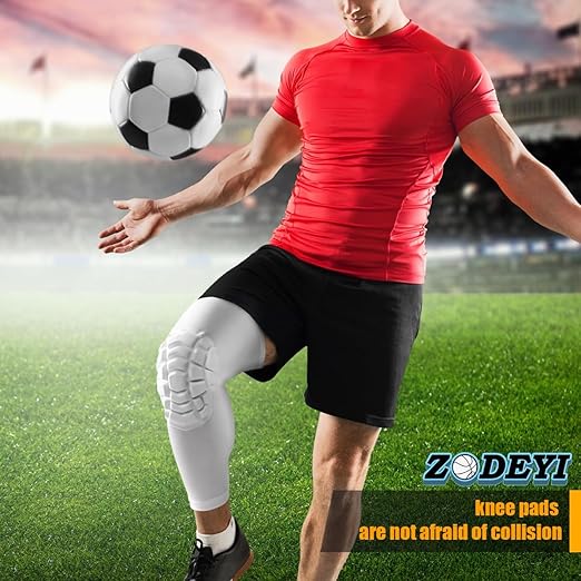 Knee Pads Wrestling Knee Sleeve Compression Leg Sleeves for Volleyball Basketball, Knee Compression Sleeve for Youth and Adult(White_M_2 Pcs)