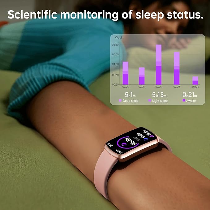 Health Fitness Tracker with 24/7 Heart Rate, Smart Watch with Blood Pressure and Blood Oxygen Monitor, Bulit-in 120+ Sport Mode, Sleep Tracking Waterproof Activity Tracker for Women Men (Deep Pink)