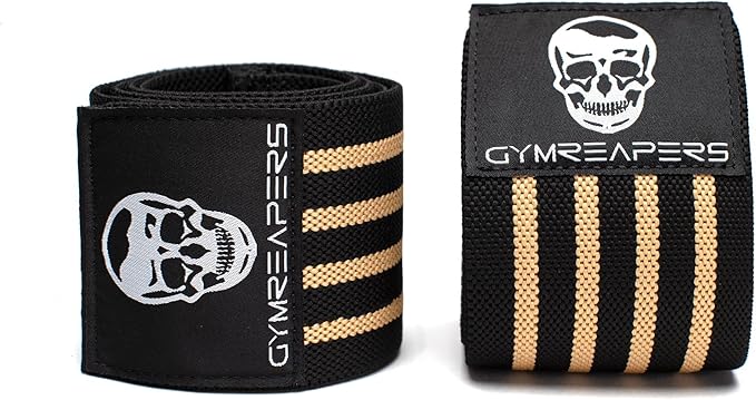 Gymreapers Weightlifting Elbow Wraps (1 Pair) - Flexible 40'' Elbow Compression Strap & Joint Support Brace - for Bench Press, Powerlifting, and Pressing