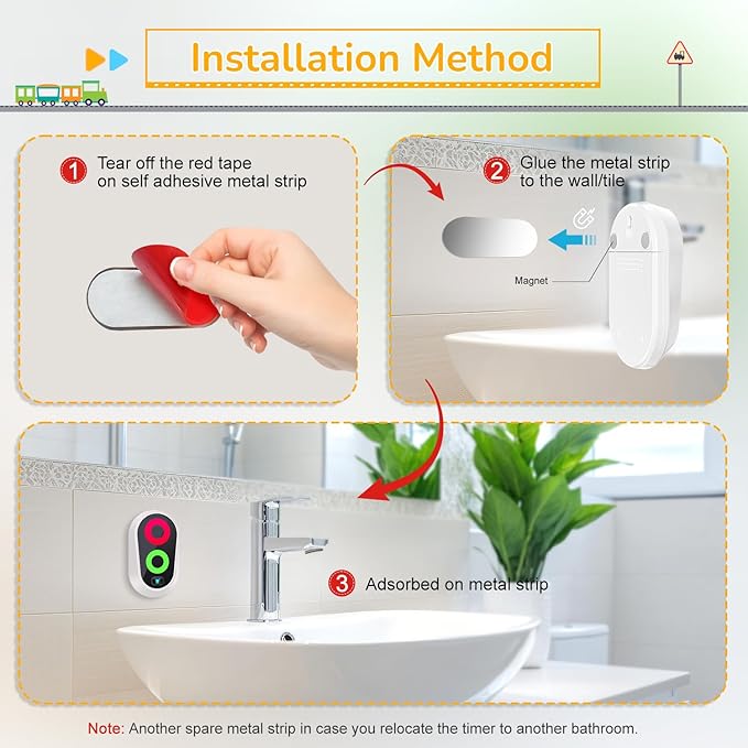 Toothbrushing Timer for Kids 2 to 3 Minutes, Funny Novelty Gift for Kids Adults, Magnetic Waterproof Timer with Color Lights in Bathroom for Children Training Coach (White)