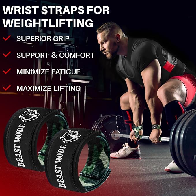 TECEUM Lifting Straps for Weightlifting Gym Strength Training - Wrist Straps with Neoprene Padded Cotton - Men & Women – Ideal for Powerlifting, Bodybuilding & Deadlifts