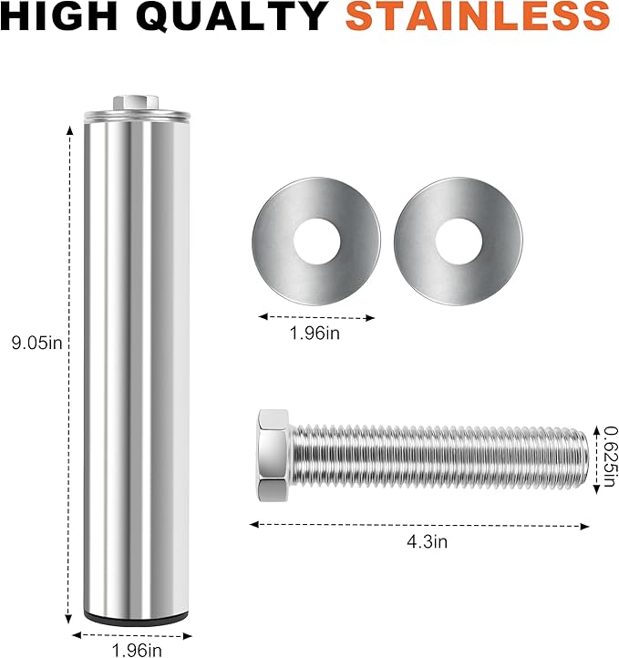 EVERYMATE Stainless Steel Weight Plate Holder - Power Rack & Squat Rack Attachments 2 Inch Olympic Plate Storage Rack for 2x2 3x3 2x3 Power Cage Accessories