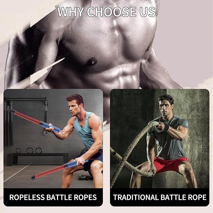 Ropeless Battle Rope,Adjustable Weight Battle Rope,Battle Ropes for Home Gym, Portable Exercise Ropes for Strength Training and Aerobic Exercise, Core Muscle Training