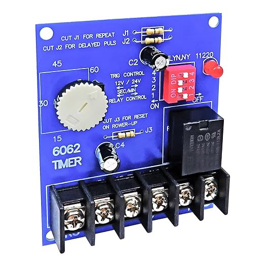 6062 Multi-Function Timer (Compatible with altronix 6062 Multi Function Timer), 12/24VDC Selectable, 1 Sec to 60 Min Adjustable Timing for Access Control and Timed Operations
