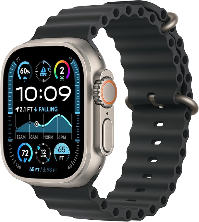 Apple Watch Band - Ocean Band Extension (49mm) - Black with Natural Titanium Finish - Extension