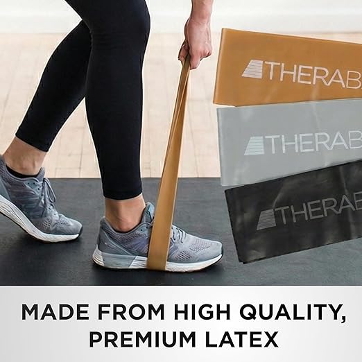 THERABAND Resistance Band Loop Set, 12" Workout Bands for Strength Training, Stretching & Physical Therapy, Set of 3 Color-Coded Exercise Bands with Varying Resistance Levels, Portable & Durable