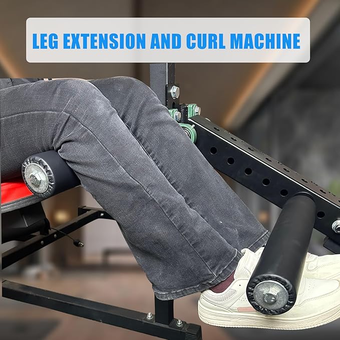 BLUSLM Power Rack Mounted Leg Extension & Curl Machine for Home Gym Equipment, Adjustable Leg Press Attachment for Lower Body Muscle Training