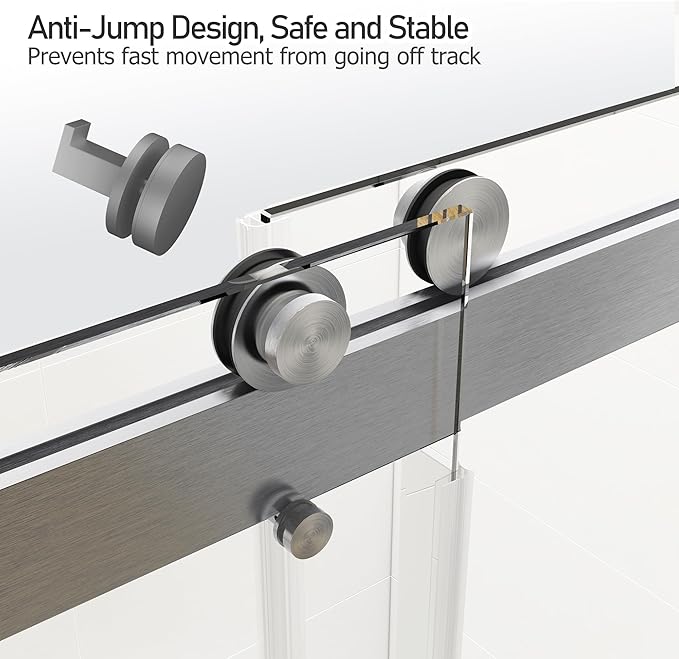 56-60" W x 76" H Shower Door,Frameless Shower Door,Double Sliding Glass Shower Door with 3/8" (10mm) Clear SGCC Tempered Glass, Roller Disc System (Brushed Nickel, 60" Wx76 H-Double Sliding)
