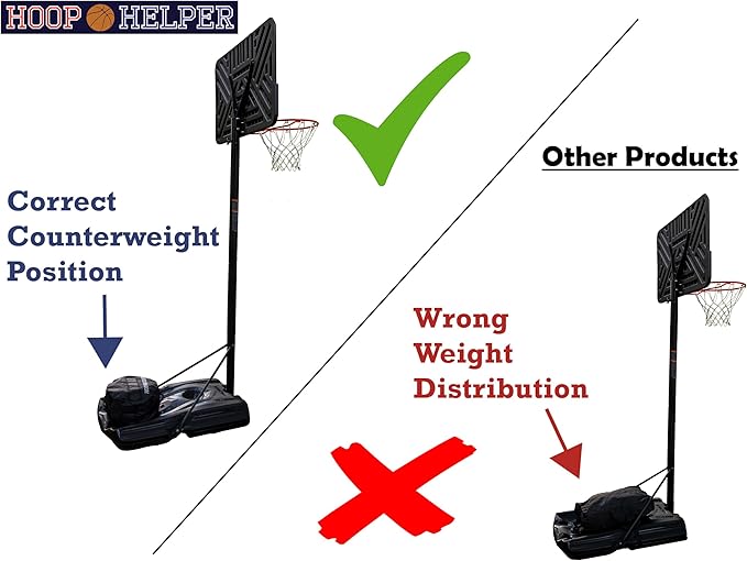 Hoop Helper 2 by Johnny World - Premium Sandbag Weight for Portable Basketball Hoops - Attractive, Secure Stability to Prevent Tipping and Enhance Safety - Ideal Alternative to Bricks & Rocks