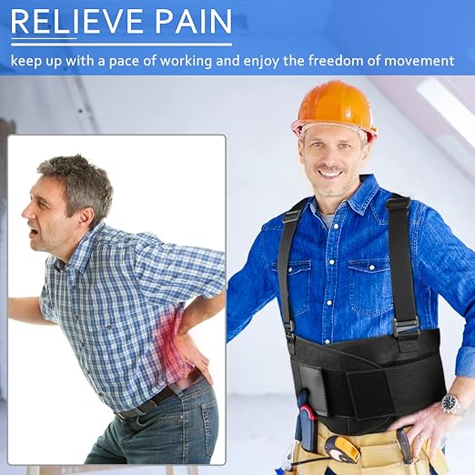 Back Brace Lumbar Back Support Belt for Women and Men - Lower Back Pain Relief - Heavy Lifting Support with Removable Adjustable Belt for Moving and Warehouse,XL/2XL(37"-45")