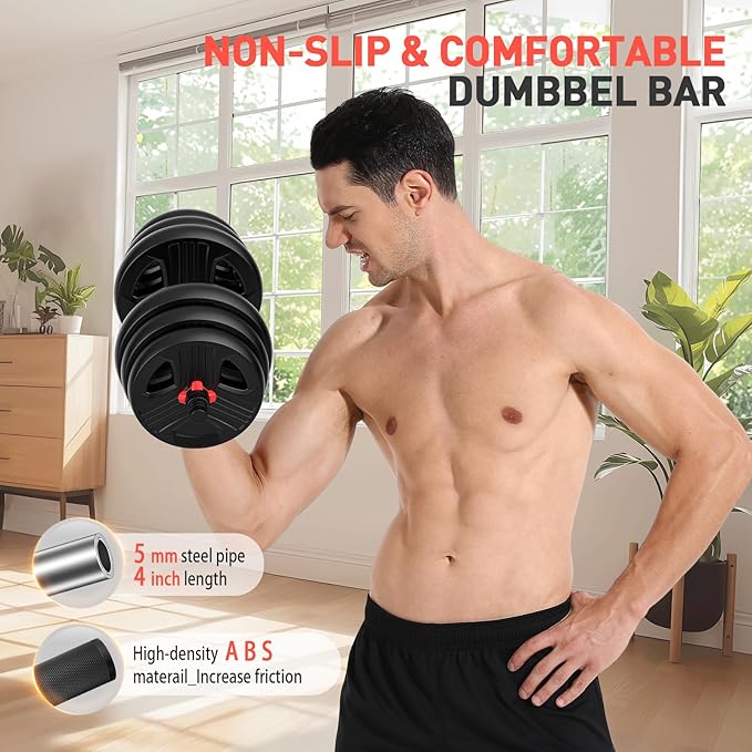 Adjustable Dumbbells, 20/30/40/55/60/70/80/90lbs Free Weights Dumbbells Convertible 2 or 3 in 1 Set Used as Barbell, Kettlebells, A Pair of Lightweight for Home Gym