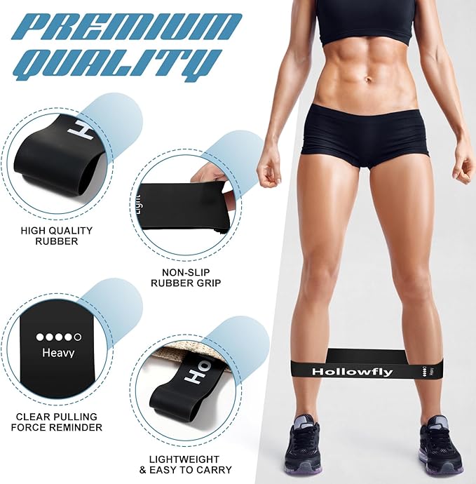 Hollowfly 30 Pcs Latex Resistance Loop Exercise Bands for Booty Workout Stretch Exercise Band Non Slip for Legs Squat Resistance Loop Women Men Starter Butt Hip Thigh Fitness