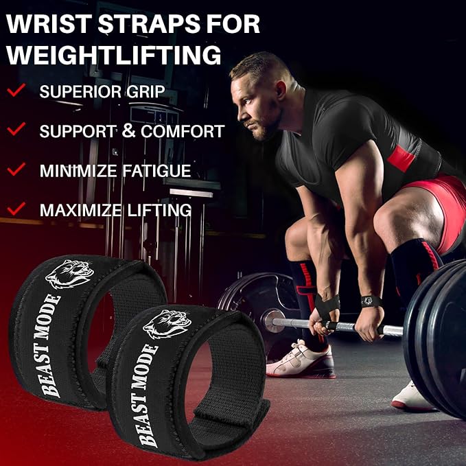 TECEUM Lifting Straps for Weightlifting Gym Strength Training - Wrist Straps with Neoprene Padded Cotton - Men & Women – Ideal for Powerlifting, Bodybuilding & Deadlifts