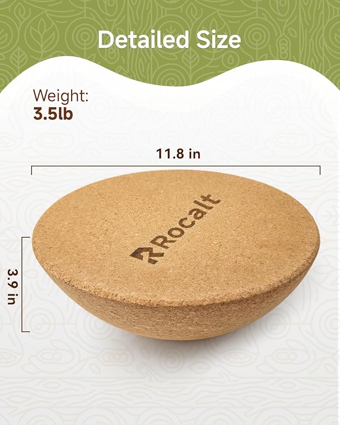 Rocalt Half Ball Balance Trainer, Surf Balance Board Accessories, 11.8" Hemisphere Slackboard, 2026 New Cork Foot Rest for Enhanced Circulation & Comfort, Cork Wobble Half Yoga Ball for Fitness, Rehab, Pilates