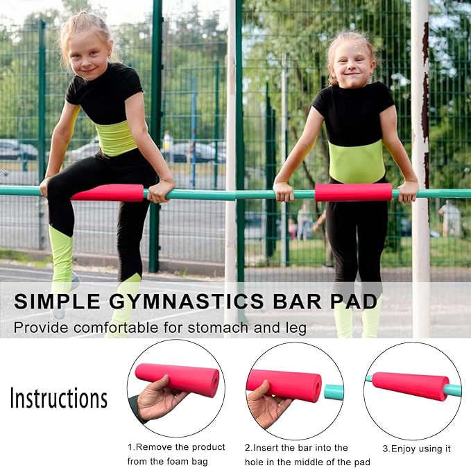 GLANT Gymnastics Bar for Kids with Rings Set, 7 Heights Adjustable Easy Folding Gymnastic Training Bar Kids Monkey Horizontal Bars - Max Load 300LBS