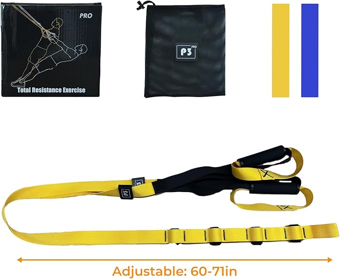 Home Suspension Training Kit, Suspension Trainer Straps with Adjustable Extension for Full-Body Workout at Home or Outdoors, Portable Gym Equipment with Handles, for All Fitness Levels Suspension Trainer,2 Packs Resistance Loop Exercise Bands