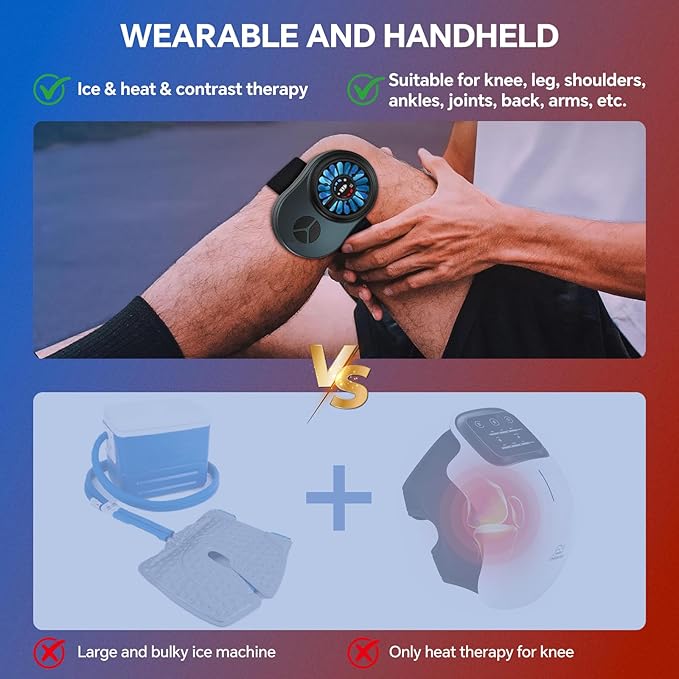 Portable Cold Therapy Machine, Handheld Heat and Cryotherapy Machine Ice Therapy System for Pain Relief Sport Muscle Recovery, Cold Compress Contrast Treatment for Knee Shoulder