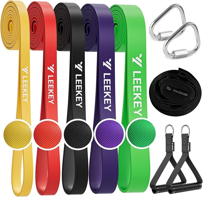 LEEKEY Resistance Bands, Exercise Bands with Handles,Pull Up Assist Bands - Band Set with Door Anchor - Bands for Working Out,Band for Men and Women Fitness Training,Home Workouts