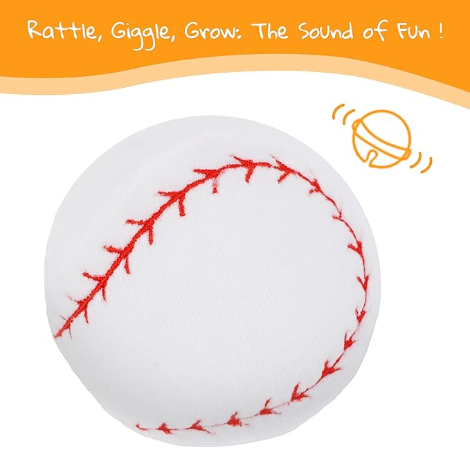 June Garden 2.5" My First Baseball - Plush Baby Squeaker Toy - Safe Soft Sports Toy for Infants Boys and Girls