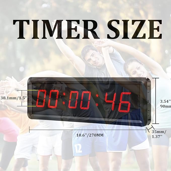 LED Digital Countdown Wall Clock Fitness Timer Stopwatch for Gym (1.5inch Digital High)