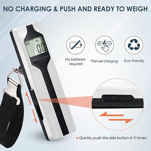 Battery-Free Luggage Scale, Travel Essentials, Portable Handheld Suitcase Weight Scale for for Travel Accessories, 110lbs/50kg